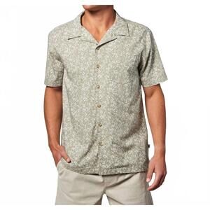 NEW TOES ON THE NOSE palms short sleeve button up shirt in seagrass micro floral